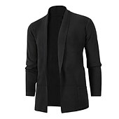 preiswerte Herren Strickjacke-Herren Pullover Strickjacke Gerippt Stricken Strick Feste Farbe Hemdkragen Basic Stilvoll Täglich Festtage Bekleidung Winter Herbst Schwarz Wein M L XL