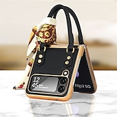 economico Cover Samsung-telefono Custodia Per Samsung Galaxy Z Flip 5 Z Flip 4 Z Flip 3 Copertura Posteriore Portatile Moda Protezione Completa Tinta unita PC Pelle PU