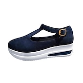 ieftine Adidași de Damă-adidași de damă cu curea în T cu platformă – pantofi mary jane casual alb-negru, cu talpă groasă pentru mers și purtare zilnică