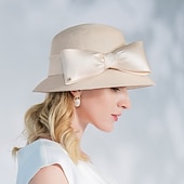 baratos Chapéu de Festa-Chapéus Elegantes e Fofos  Chapéus de Fibra  Chapéus de Palha com Laço  Fita 1PC Casual  Chá Party  Acessório do Melbourne Cup impressione no desfile Derby Chapéus Dia da Corrida Vestido 2025