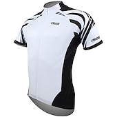 abordables Maillots pour hommes-Homme Maillot Velo Cyclisme Manche Courte Cyclisme Maillot Top avec 3 poches arrière VTT Vélo tout terrain Vélo Route Respirable Séchage rapide Résistant aux ultraviolets Zip frontal Blanche Jaune