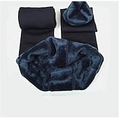 preiswerte Fleece gefütterte Leggings-Damen Fleecehosen Strumpfhosen Leggins Modisch In voller Länge Einfarbig Bauchkontrolle Kolbenheber Komfort elastisch Casual Schwarz Wein Marineblau Braun