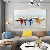 cheap Landscape Paintings-Handmade Oil Painting Canvas Wall Art Decorative Abstract Knife Painting Landscape White For Home Decor Rolled Frameless Unstretched Painting