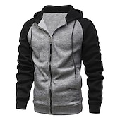 Men's Zip Hoodie Sweatshirt Sweat Jacket Pullover Hoodie Sweatshirt Outerwear Black Royal Blue Blue Khaki Light Grey Hooded Solid Color Work Casual Streetwear Polyester Sportswear Work Casual Winter4