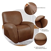 abordables Silla reclinable y con alas-Fundas para sillones reclinables, fundas de cuero elásticas para sofás reclinables de 1 plaza, juego de 4 fundas para sillones reclinables de un solo asiento, licra suave, lavables a máquina