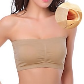 baratos Sutiãs-sutiã bandeau sem costura plus size sem alças sutiã tubo superior elástico com almofadas removíveis para roupas femininas para casa