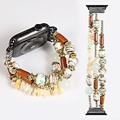 baratos Pulseiras de Apple Watch-Pulseira de joias Compatível com Pulseira Apple Watch 38mm 40mm 41mm 42mm 44mm 45mm 49mm Feminino Elástico Com Miçangas Contas pulseira de substituição para iwatch Ultra 2 Series 9 8 7 SE 6 5 4 3 2 1