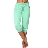 cheap Yoga Pants &amp; Bloomers-Women&#039;s Yoga Pants Drawstring Yoga Fitness Gym Workout Capri Pants Bottoms Black White Green Spandex Sports Activewear