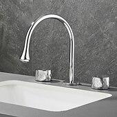 economico Multiforo-rubinetto lavabo bagno - girevole / classico rubinetti vasca da bagno a due manici e tre fori diffusi elettroplaccati
