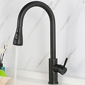 economico Rubinetti per lavello-miscelatore lavello da cucina con doccetta estraibile, rubinetto a scomparsa monocomando girevole a 360° rubinetti da cucina montati sul ponte in acciaio inox 304 nichelato spazzolato