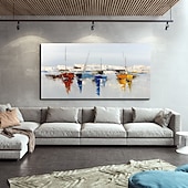 cheap Landscape Paintings-Handmade Oil Painting Canvas Wall Art Decorative Abstract Knife Painting Landscape White For Home Decor Rolled Frameless Unstretched Painting