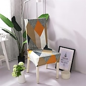 abordables Couverture de chaise de salle à manger-Housse de chaise de salle à manger géométrique 1 pièce, housse de siège extensible, housse de protection de chaise pour salle à manger, mariage, décoration de Noël