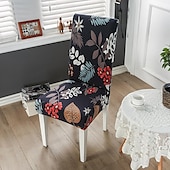 abordables Couverture de chaise de salle à manger-Housse de chaise de salle à manger géométrique 1 pièce, housse de siège extensible, housse de protection de chaise pour salle à manger, mariage, décoration de Noël