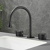 economico Multiforo-rubinetto lavabo bagno - girevole / classico rubinetti vasca da bagno a due manici e tre fori diffusi elettroplaccati
