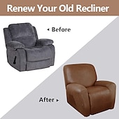 abordables Silla reclinable y con alas-Fundas para sillones reclinables, fundas de cuero elásticas para sofás reclinables de 1 plaza, juego de 4 fundas para sillones reclinables de un solo asiento, licra suave, lavables a máquina
