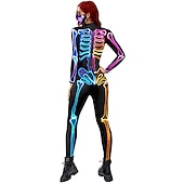cheap Zentai Suits-Zentai Suits Catsuit Skin Suit Skeleton / Skull Adults' Cosplay Costumes Cosplay Scary Costume Women's Ghost Devil Carnival Masquerade