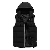 cheap Men&#039;s Vest-Men&#039;s Puffer Vest Thermal Warm Breathable Lightweight Winter Autumn / Fall Solid Color Black White Red Blue Puffer Jacket