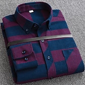 economico camicie di flanella-Per uomo Tartan Camicia Camicia elegante Camicia di flanella Sopracamicia Manica Lunga Camicia Colletto Collo ripiegato Lavoro Casuale A B C D E Bottonato Abbigliamento Affari Semplice