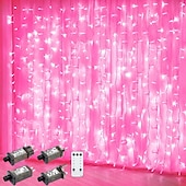 お買い得  プラグイン式電源-屋外クリスマスウィンドウライト 3x3m-300led プラグイン 8 モードカーテンライト 9 色リモートコントロールウィンドウ壁掛けライト クリスマスの装飾のための暖かい白 rgb 寝室の結婚式のパーティーガーデン屋内