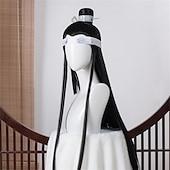 economico Parrucche Anime-parrucca cosplay mo dao zu shi solo maestro della coltivazione demoniaca lan wangji wei wuxian parrucche sintetiche lunghe nere di halloween