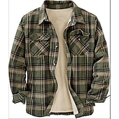 economico camicie di flanella-Per uomo Plaid Camicia di flanella Sopracamicia Manica Lunga Camicia Collo ripiegato Streetwear Quotidiano Stampa Giallo Chiaro Vinaccia Rosso+Grigio+Nero Nero + grigio scuro + blu navy Blu Bottonato