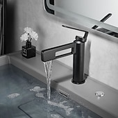 abordables Classiques-Robinet de lavabo de salle de bain, robinet de salle de bain noir, robinets de bain en forme de pistolet à un trou en laiton (noir/gris/chrome/doré)