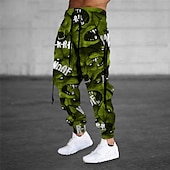 お買い得  スウェットパンツ-男性用 スウェットパンツ ジョガー ズボン ドローストリング サイドポケット 弾性ウエスト グラフィック 履き心地よい 高通気性 スポーツ・アウトドア カジュアル 日常 コットン混 テリー ストリートファッション デザイナー ルビーレッド ブルー マイクロエラスティック