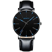 economico Orologi al quarzo-Orologio al quarzo di Ginevra per uomini orologio minimalista ultra sottile in acciaio inossidabile orologio elegante da uomo orologio al quarzo business casual