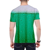 abordables T-shirts 3D-Homme Graphic Bulle Bière Chemise T shirt Manche Courte T-shirt 3D effet Col Rond Chemise Vêtement de rue Exagéré du quotidien Sortie Fête d&#039;Octobre Vert Claire Rouge Bleu Vêtement Tenue Normal S M L