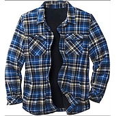 economico camicie di flanella-Per uomo Plaid Camicia di flanella Sopracamicia Manica Lunga Camicia Collo ripiegato Streetwear Quotidiano Stampa Giallo Chiaro Vinaccia Rosso+Grigio+Nero Nero + grigio scuro + blu navy Blu Bottonato