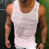 abordables Débardeurs-Homme Débardeur Sous-Vêtements T-shirt sans manches Sans manches Col ras du cou Été Couleur Unie Mode Occasionnel Respirant Extérieur Rue Occasionnel Noir Blanche Rose Claire T-shirt haut de gamme