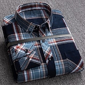 economico camicie di flanella-Per uomo Tartan Camicia Camicia elegante Camicia di flanella Sopracamicia Manica Lunga Camicia Colletto Collo ripiegato Lavoro Casuale A B C D E Bottonato Abbigliamento Affari Semplice