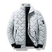 economico Piumini e parka da uomo-Per uomo Piumino Giacca bomber Giacca trapuntata Zip intera Informale Da tutti i giorni Standard Casual quotidiano Di moda Antivento Tenere al caldo Autunno Inverno Righe e Plaid Nero Verde chiaro