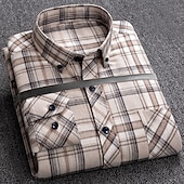 preiswerte Businesshemden für Herren-Herren Oberhemd Kariertes Hemd trachtenhemd Kragenhemd Knopfhemd Schottenstoff Hochzeit Arbeitskleidung A B C E Langarm Kragen Frühling Winter Bekleidung Button-Down