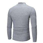 preiswerte Basic-T-Shirts-Herren T-Shirt T-Shirt-Outfits Rollkragenhemd Langarmshirt Gerollter Kragen Stehkragen Winter Herbst Urlaub Einfach Lässig Essentiell Lässig Ferien Ausgehen Schwarz Armeegrün Rote Top T-Shirt für