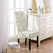 abordables Couverture de chaise de salle à manger-Housse de chaise de salle à manger géométrique 1 pièce, housse de siège extensible, housse de protection de chaise pour salle à manger, mariage, décoration de Noël