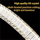 billige Pendellys-led krystall lysekrone ring hengende lys rund, 120 cm luksus krystall lysekroner for stue spisestue, gull (høydejusterbar)