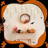 baratos Luzes de velas-12 peças velas flutuantes de natal com controle remoto led velas sem chama penduradas castiçais sem chama velas de led com ganchos cintilantes operados por bateria para halloween igreja natal natal