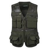 billige Vester-fiskevest for menn turvest sommer utendørs lett jobb safari reise fotovest med 16 lommer pustende hurtigtørkende mesh polyester orkide svart lys grønn jakt
