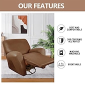 abordables Silla reclinable y con alas-Fundas para sillones reclinables, fundas de cuero elásticas para sofás reclinables de 1 plaza, juego de 4 fundas para sillones reclinables de un solo asiento, licra suave, lavables a máquina