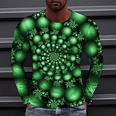 お買い得  3D Tシャツ-男性用 グラフィック 円形 Tシャツ 長袖 Tシャツ 3Dプリント ラウンドネック シャツ ファッション デザイナー カジュアル カジュアル 日常 週末 ブラック イエロー ルビーレッド 春 &amp; 秋 季節の変わり目 衣類 標準 S M L XL 2XL 3XL 4XL