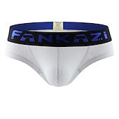 cheap Men&#039;s Boxers Underwear-Men&#039;s 1pack Underwear Basic Panties Boxers Underwear Briefs Print Polyester Antibacterial Leak Proof Letter Mid Waist Black White