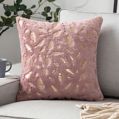 billiga Kuddtrender-dekorativa slängkuddar mjuk plysch kuddfodral guld fjäder modern fyrkantig söm traditionell klassiker för sovrum vardagsrum soffa soffstol överlägsen kvalitet