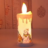 economico Luci regalo di Natale-Candela di Natale Senza Fiamma LED Candele a Colonna Lampade per Natale con Decalcomania di Babbo Natale per Decorazioni di Natale a Casa.