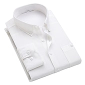cheap Men's Button Up Shirts-Men's Dress Shirt Button Down Shirt Collared Shirt Corduroy Shirt Plain Party Hiking Blue Wine Sea Blue Black Long Sleeve Turndown Winter Clothing Apparel Warm