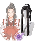 economico Parrucche Anime-parrucca cosplay mo dao zu shi solo maestro della coltivazione demoniaca lan wangji wei wuxian parrucche sintetiche lunghe nere di halloween