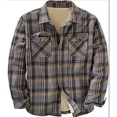 economico camicie di flanella-Per uomo Plaid Camicia di flanella Sopracamicia Manica Lunga Camicia Collo ripiegato Streetwear Quotidiano Stampa Giallo Chiaro Vinaccia Rosso+Grigio+Nero Nero + grigio scuro + blu navy Blu Bottonato