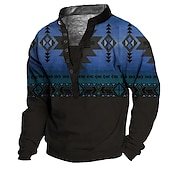 cheap Men&#039;s 3D Sweatshirts-Men&#039;s Unisex Geometric Color Block Graphic Prints Sweatshirt Pullover Long Sleeve Sweatshirt Standing Collar Henley Collar Streetwear Designer Casual 3D Print Casual Daily Sports Print Spring &amp; Summer