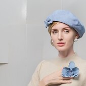 olcso Partikalapok-Kalap Gyapjú Svájcisapka Fedora kalap Előírásos Esküvő Hölgyek napja Elegáns Szüret Nő Val vel Csokor Sisak Fejfedők