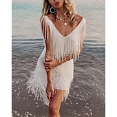 お買い得  1920年代のドレス-20代の轟音 1920年代風 ミニ ドレス フラップワンピース ノー・スリーブ グレートギャツビー タッセル スパンコール タッセル Ｖネック 仮装 女性用 クリスマス カーニバル 新年 プロムドレス クラブ パーティー 成人 ドレス ホームカミングドレス 夏 春